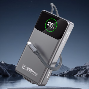 Dudao K31 Pro 45W 20000mAh portatīvais lādētājs ar iebūvētu izbīdāmu USB-C kabeli - pelēka