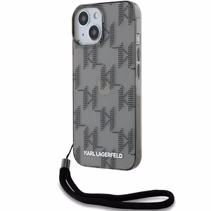 Karl Lagerfeld IML Mono KL Pattern & Cord viedtālruņa apvalks iPhone 15 / 14 / 13 - melns
