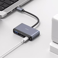 USAMS adapteris HUB 4w1 2xUSB 2.0/USB 3.0/ USB-C tumši pelēks SJ627HUB01 (US-SJ627)