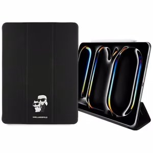 Karl Lagerfeld Saffiano Magnetic Karl & Choupette iPad Pro 13" 2024 Book Cover Case - Black