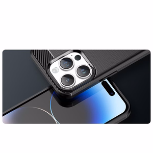 Karboniskais apvalks iPhone 14 Pro Max - gelas aizmugurējais pārklājums, melnas krāsas
