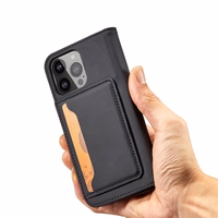 Magnētiskais karšu apvalks iPhone 13 Pro maciņš karšu maks karšu turētājs melns