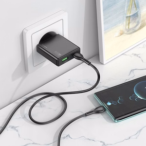 Phone charger Hoco Slim USB A + USB C QC3.0 PD 3A 20W N38 black
