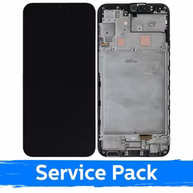 LCD displejs saderīgs ar Samsung A245 A24 4G melns ar rāmi (Service Pack)