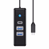 Orico Hub USB-C uz 2x USB 3.0 + USB-C, 5 Gbps, 0.15m (melns)