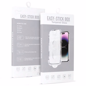 Temperēts stikls ar pilnu līmējumu (m), Easy-Stick kaste iPhone 15 - melns