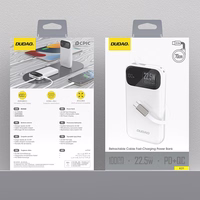 Dudao K31 10000 mAh 22.5W PD portatīvais lādētājs ar iebūvētu kabeli - balta