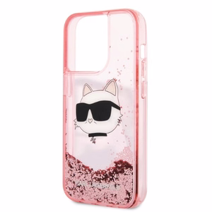 Karl Lagerfeld KLHCP14XLNCHCP iPhone 14 Pro Max 6.7" rozā/rozā kietais apvalks Glitter Choupette Head