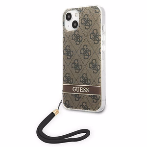 Guess GUOHCP14MH4STW iPhone 14 Plus 6.7 "brūns / brūns cietais apvalks 4G druka Siksna