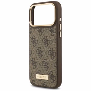 Guess 4G Logo Plate MagSafe Case for iPhone 17 Pro Max - Brown