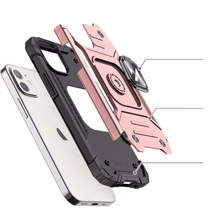 Wozinsky Ring Armor iPhone 14 viedtālruņa apvalks ar magnētisko turētāju gredzenu zelta krāsas