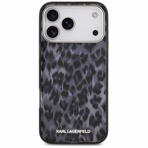 Karl Lagerfeld IML Leoparda raksts Magnētiskais viedtālruņa apvalks iPhone 17 Pro Max - melns