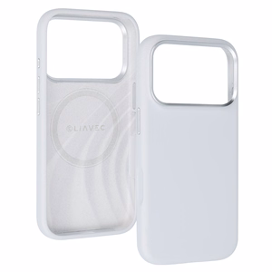 Liavec Silky vāciņš ar metāla kameras ietvaru, paredzēts iPhone 18 Pro/17 Pro, pelēks