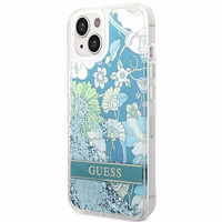 Guess GUHCP14MLFLSN iPhone 14 Plus 6.7 "zaļš/zaļš cietais apvalks Flower Liquid Glitter