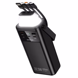 Borofone portatīvais lādētājs 30000mAh BJ65 High - 2xUSB + Type C - QC 3.0 22,5W + PD 20W ar USB, Type C, Lightning un micro USB melna