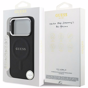Guess чехол для iPhone 17 Pro совместимый с MagSafe GUHMP17LPSAREGSK (PU W/ Classic Logo) чёрный