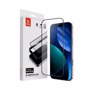 Crong 3D Armor Glass rūdīta stikla ekrāna aizsargs iPhone 17 Pro Max ar uzstādīšanas rāmi