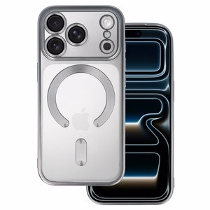 Металлический чехол MagSafe для iPhone 17 Pro Max серебристый