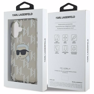Karl Lagerfeld IML Karl Head Electroplated viedtālruņa apvalks iPhone 16 - melns