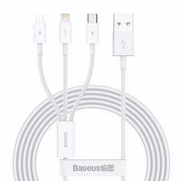 USB Kabelis Baseus "3in1 Superior" Balts 150cm (up to 3.5A)