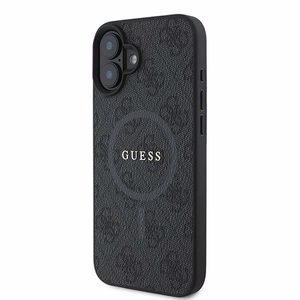 Guess 4G gredzens klasiskā logotipa magnētiskais viedtālruņa apvalks iPhone 16 Plus - melns