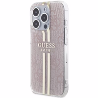 Guess IML 4G Gold Stripe viedtālruņa apvalks iPhone 15 Pro - rozā