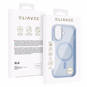 Liavec Cloudy maciņš ar metāla kameras rāmi priekš Iphone 17 zils (kameras vadības poga)