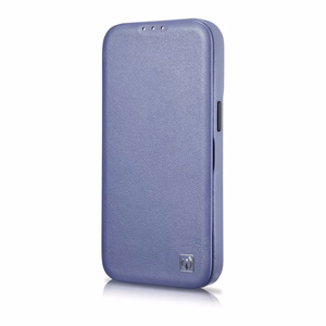 iCarer CE Premium ādas folio viedtālruņa apvalks iPhone 14 Pro Max magnētiskais atveramais ādas folio apvalks MagSafe gaiši violeta