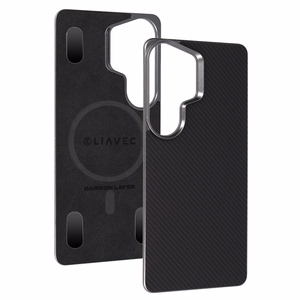 Liavec Carbon Layer Magsafe Aramid Fiber maciņš priekš Samsung Galaxy S26 Ultra melns
