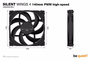 be quiet! SILENT WINGS 4 | 140mm PWM lielas ātruma korpusa ventilators 14 cm melns 1 gab.