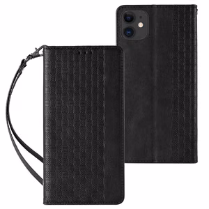 Magnet Strap Case для iPhone 12 кошелёк + мини-подвеска ремешок чёрный
