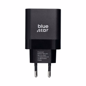 BLUE STAR ceļojumu lādētājs Type C + kabelis Type C uz Type C PD QC4.0 3A 45W TFB-TC-45WPD melns