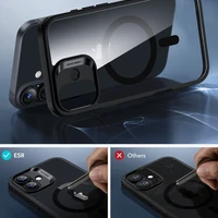 ESR Classic Hybrid Halolock MagSafe komplekts ar aizsargstiklu iPhone 16 - skaidrs ar melnu rāmi