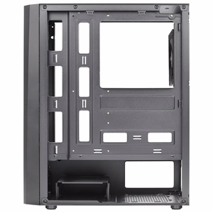 Aerocool DELTABKV1 ATX datora korpuss ar RGB priekšpusi, pilnu sānu logu un 12 cm ventilatoru, melns