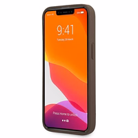 Guess GUHCP13L4GMRBR iPhone 13 Pro / 13 6.1" brūns/brūns cietais apvalks 4G ar gredzena statīvu