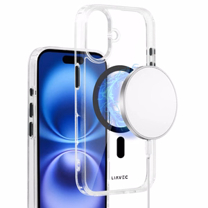Liavec Spīdīgs Magnētiskais Caurspīdīgs viedtālruņa apvalks Iphone 16 melna