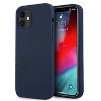 Guess GUHCP12SLSVSBL iPhone 12 mini 5.4" zils/zils cietais apvalks Script Vintage