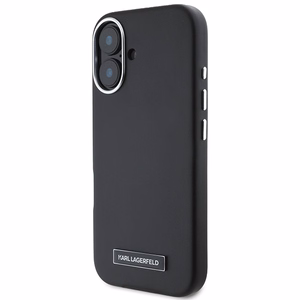 Karl Lagerfeld FW Metal Plate Magnētiskais iPhone 16 Plus viedtālruņa apvalks - melns