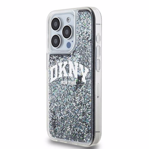 DKNY Liquid Glitter Big Logo viedtālruņa apvalks iPhone 14 Pro - melns