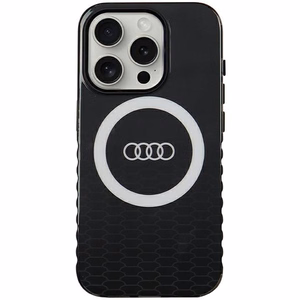 Audi IML Magnētiskais apvalks viedtālrunim iPhone 15 Pro ar lielu logotipu - melns