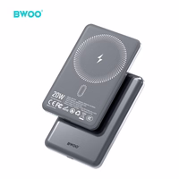 BWOO Ultra Slim Portatīvais lādētājs 5000mAh with magnetic charging P79 pelēks