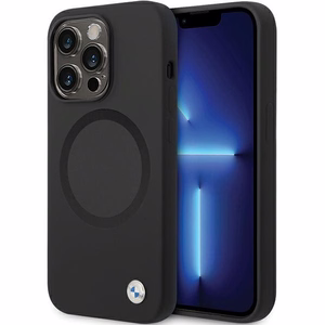 BMW BMHMP14XSILBK2 viedtālruņa apvalks iPhone 14 Pro Max 6.7" - melns Signature Liquid Silicone MagSafe