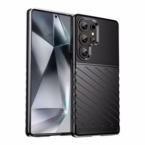 Thunder viedtālruņa apvalks Samsung Galaxy S25 Ultra silikona bruņots apvalks - melns