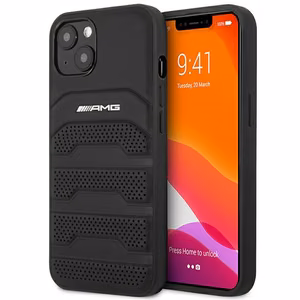 AMG AMHCP14MGSEBK iPhone 14 Plus 6,7 "melns cietais apvalks Ādas Iespiestas līnijas