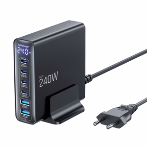 Tech-Protect DC240W-GAN 6 portu galda lādētājs PD 240W / QC3.0 melns