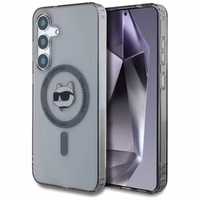 Karl Lagerfeld Poga Choupette Galva Drukāts Logotips Magnētiskais Samsung Galaxy S25 viedtālruņa apvalks melna