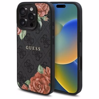 Guess GUHMP16LP4ROPEMCK iPhone 16 Pro 6.3" melns/melns cietais apvalks 4G Ziedu Druka Magnētiskais