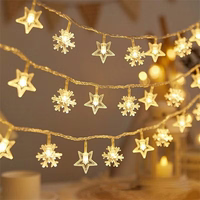 Lampki choinkowe LED snowflake/star -    3m/20 lampek ciepłe białe/warm balts zasilane bat. 3xAA EHD-LS04
