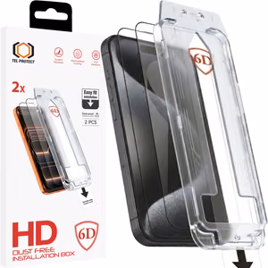 Tel Protect Dust-Free Easy Fit Full Glue 6D Tempered Glass for Iphone 15 Pro black - 2 pieces