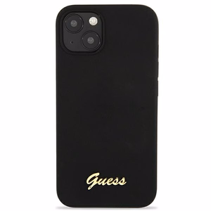 Guess GUHMP13MLSLMGBK iPhone 13 6.1" black/black hardcase Silicone Script Gold Logo Magsafe